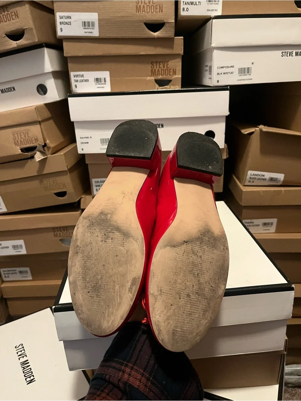 Steve Madden Red Patent Ballet Flats with Low Block Heel